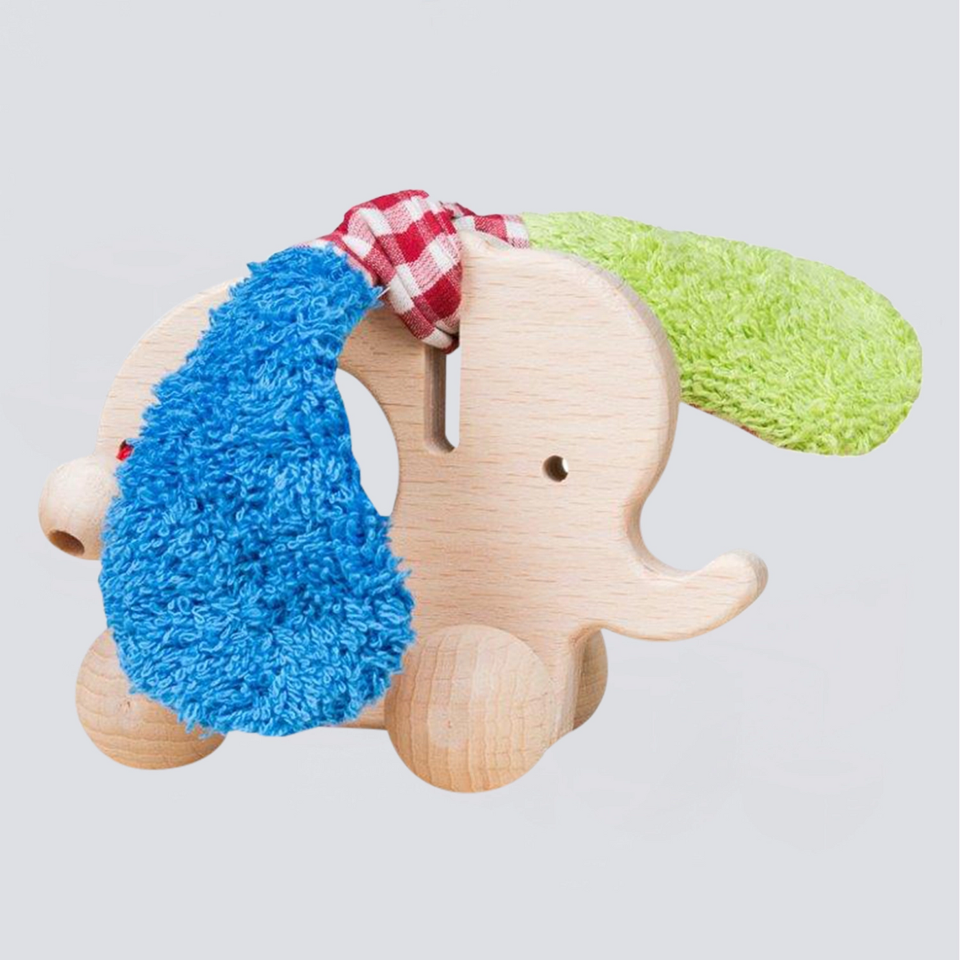 Efie Holzgreifling Elefant blau/grün mit Rollen