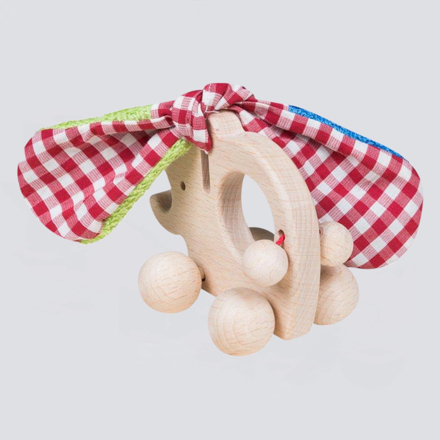 Efie Holzgreifling Elefant blau/grün mit Rollen