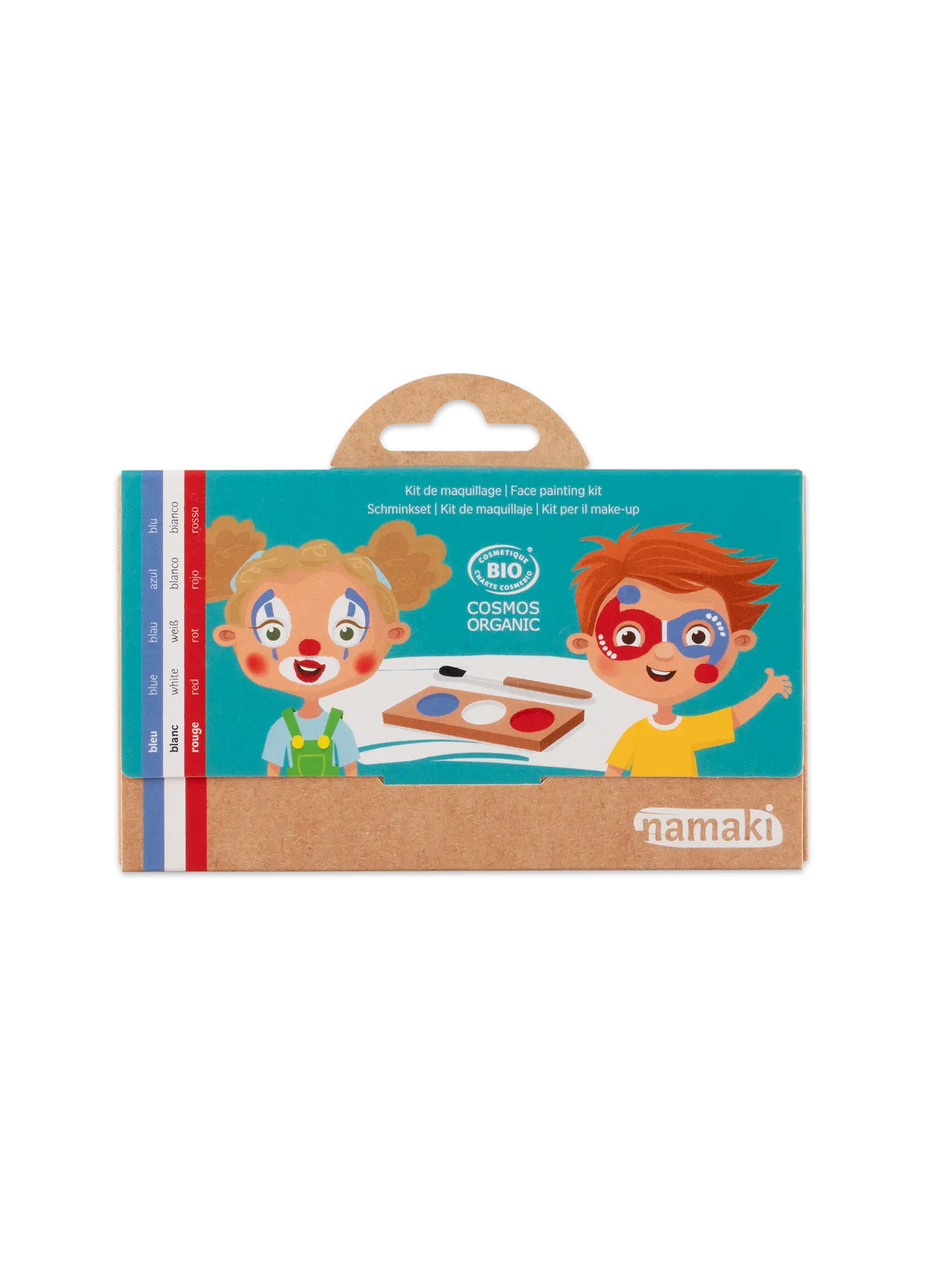 Schminkpalette für Kinder - 3 Farben, Clown & Harlekin