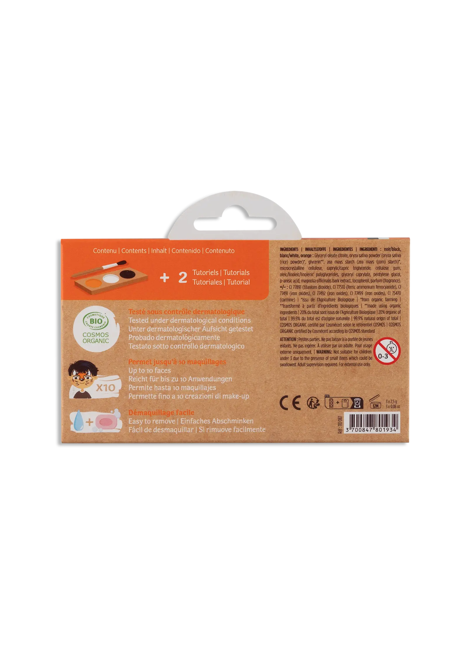 Schminkpalette für Kinder - 3 Farben, Tiger & Fuchs