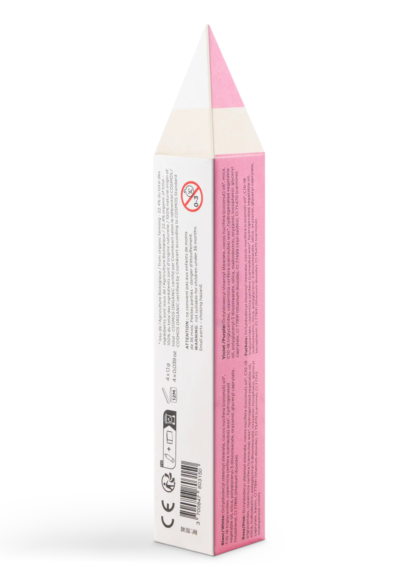 Feine Schminkstifte für Kinder - Violett, Fuchsia, Rosa, Weiß