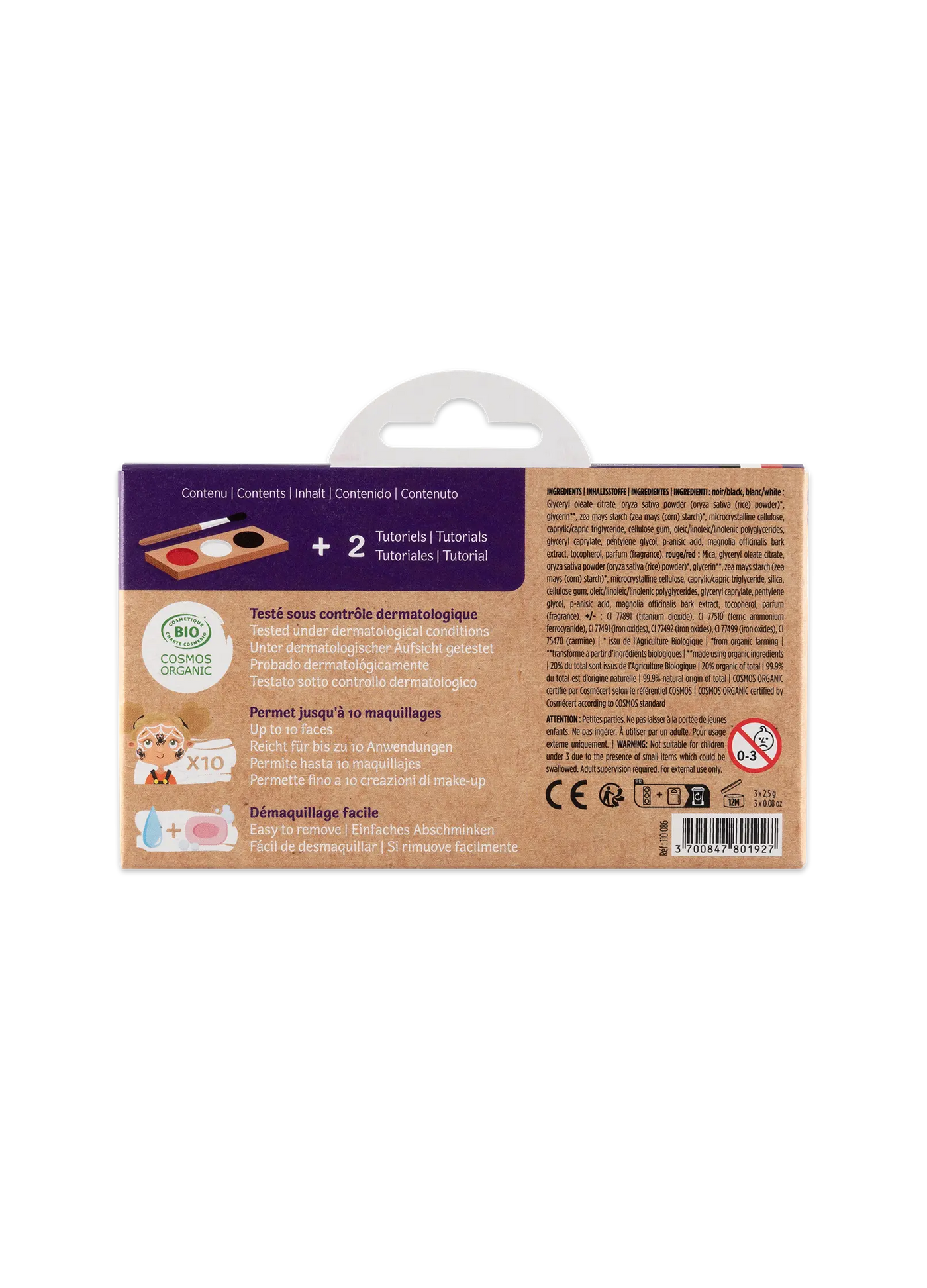 Schminkpalette für Kinder - 3 Farben, Teufel & Spinne