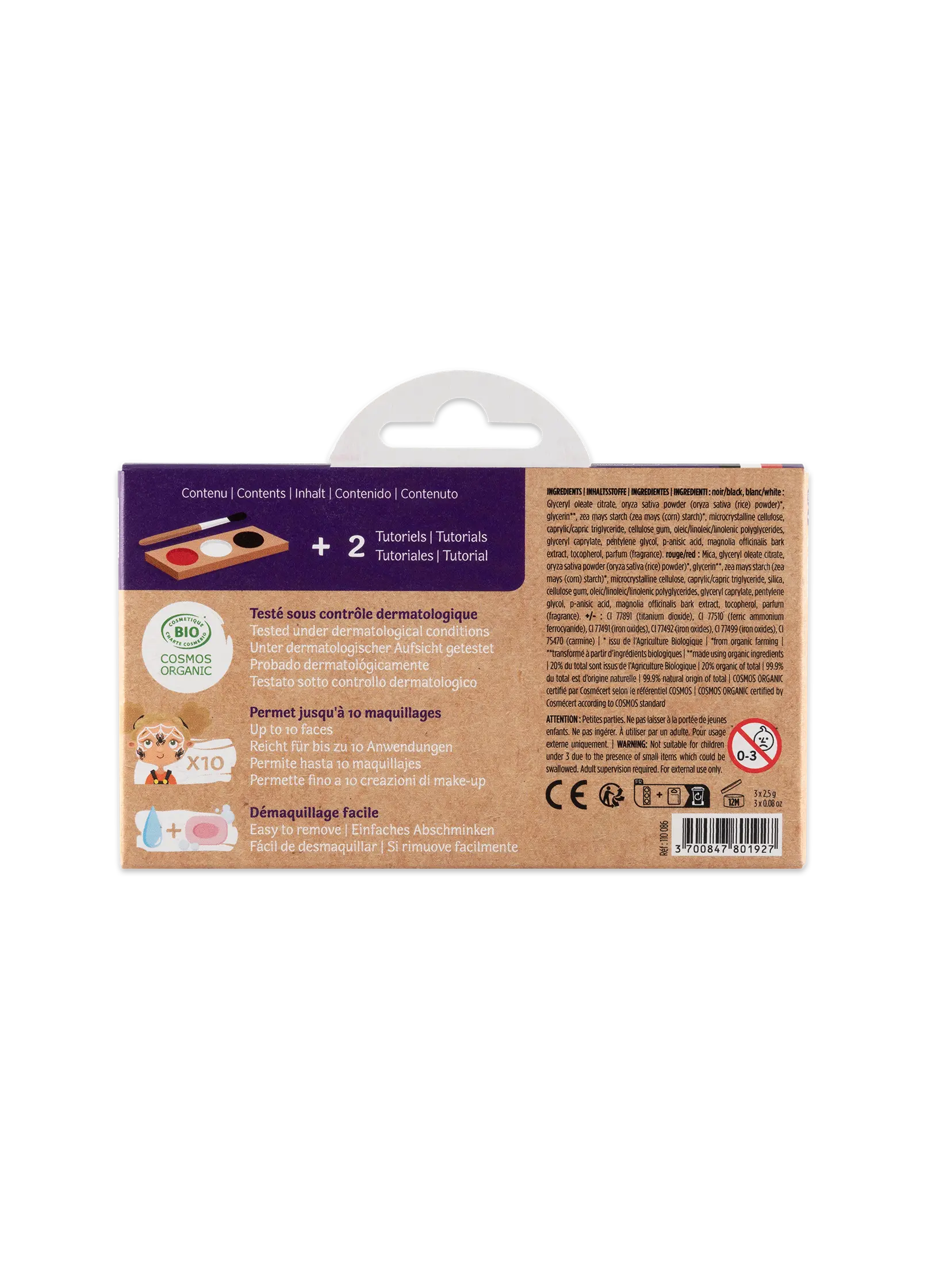 Schminkpalette für Kinder - 3 Farben, Teufel & Spinne