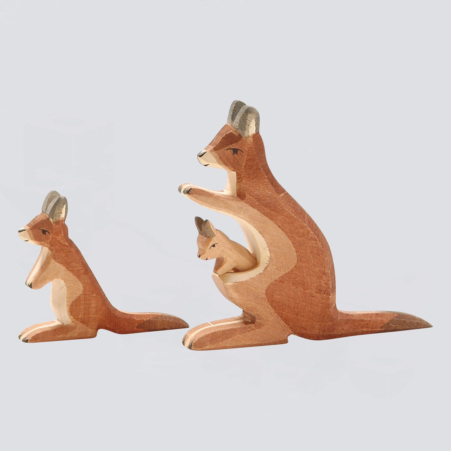 Ostheimer Holzfigur Känguru mit Kind 2-tlg.