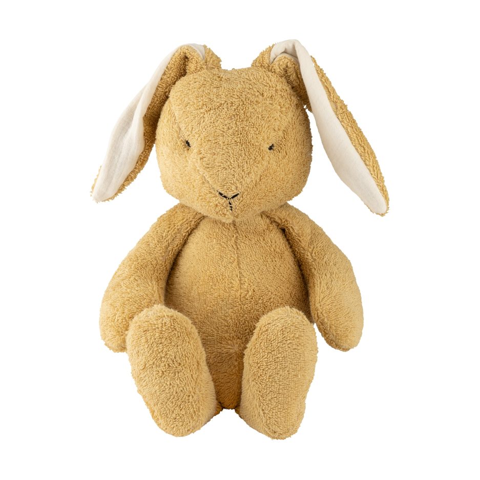 Weiches Bio-Kuscheltier Hase Alma von Wooly Organic in Beige mit langen Schlappohren aus Baumwolle für Babys und Kleinkinder